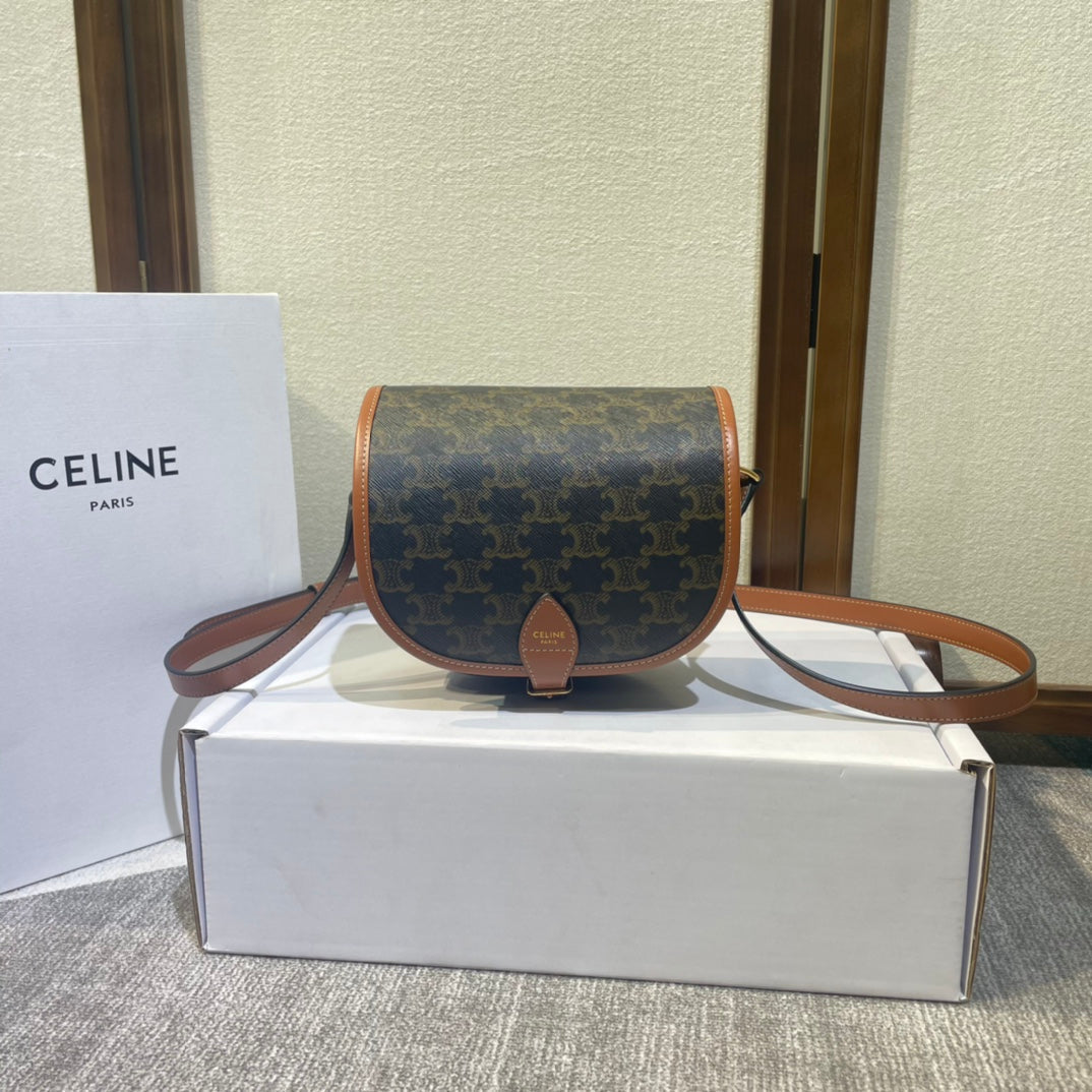 CELINE FOLCO BAG 18 BLACK IN TRIOMPHE CANVAS AND CALFSKIN