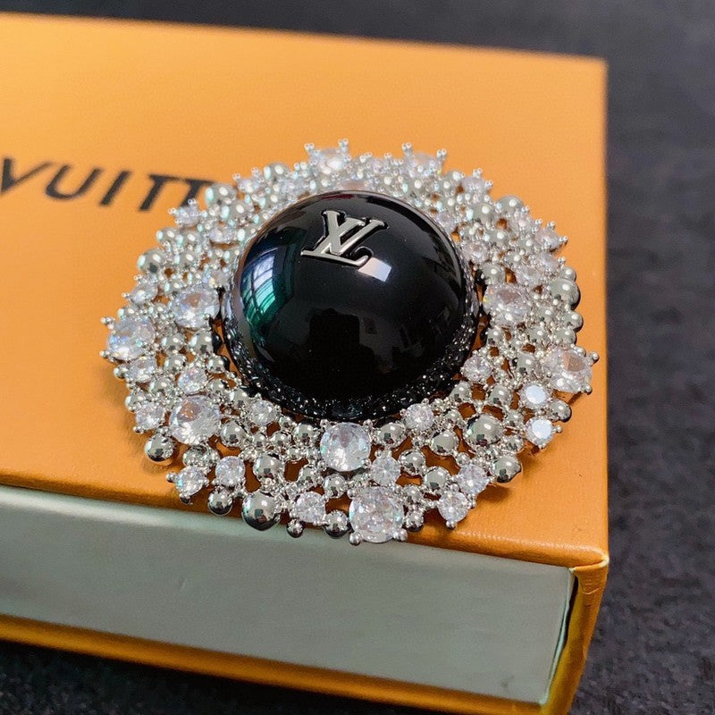 18K Louis Vuitton Black Ball Brooch