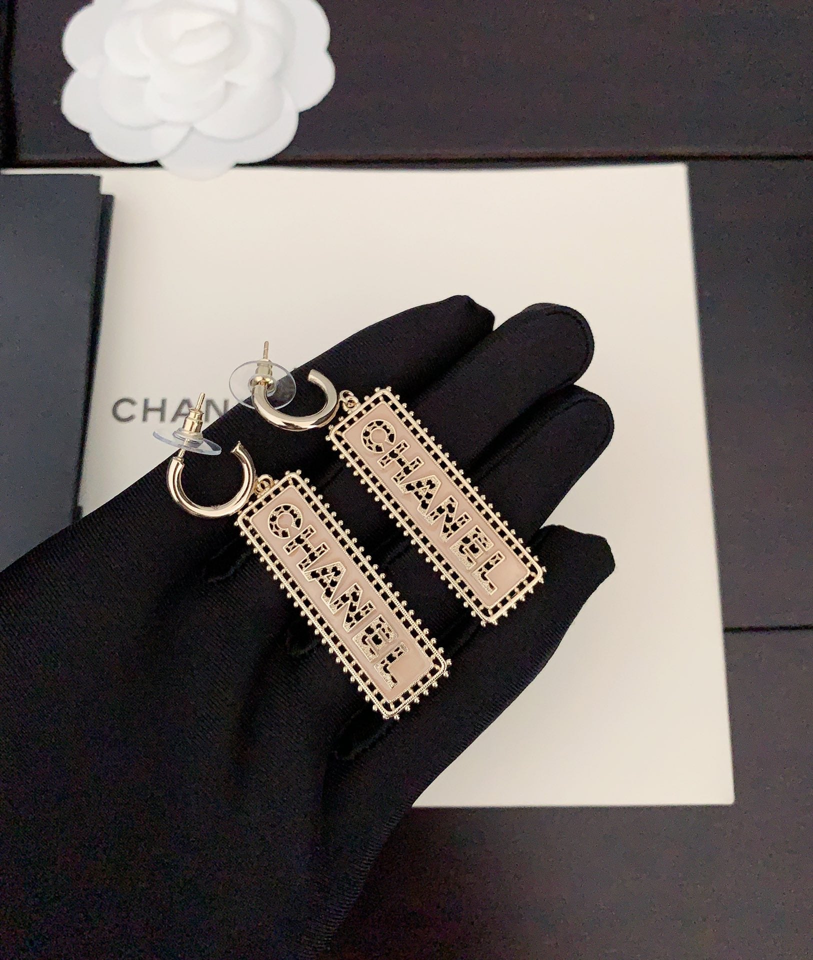 18K  Chanel Typo Drop Earrings