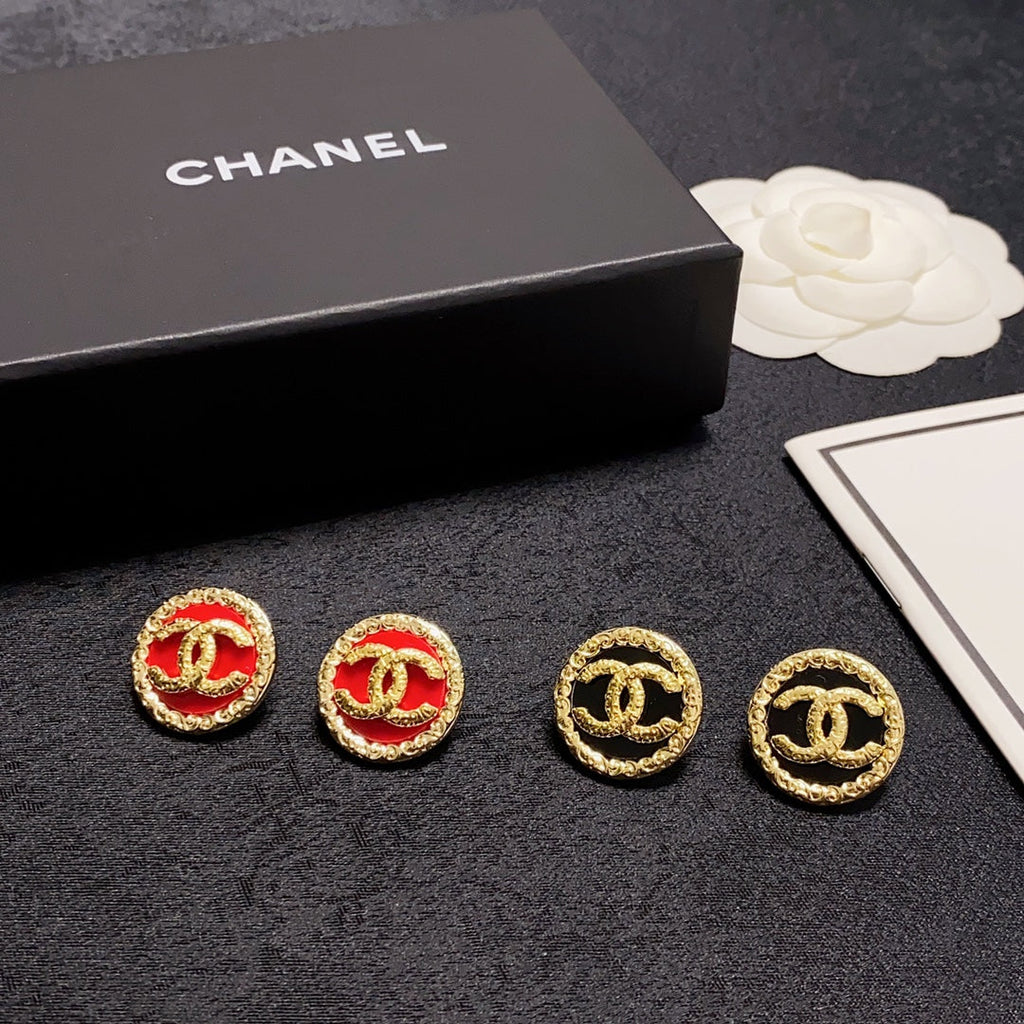 18K  Chanel Black & Red Earrings