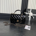 CHANEL 25S MINI FLAP BAG 20 IN BLACK PATENT CALFSKIN GOLD HARDWARE